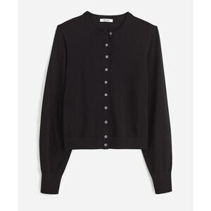 Madewell | NWT Crewneck Cardigan in 100% Cotton in Jet Black |  Sz S